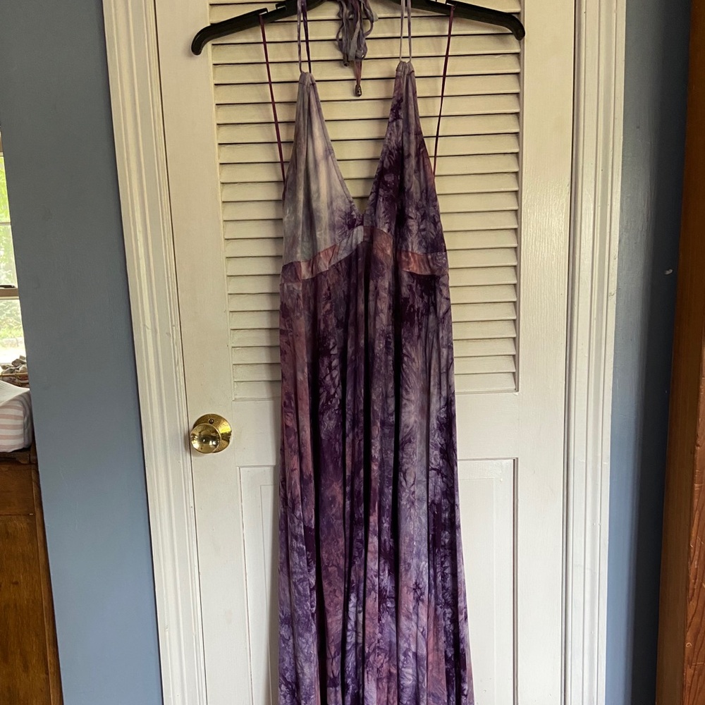 Purple Tie-dye Halter dress